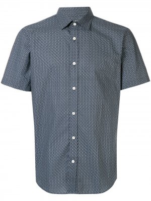 Рубашка с короткими рукавами и узором Gieves & Hawkes. Цвет: синий
