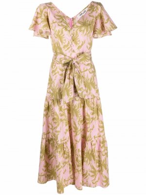 Платье миди с оборками и принтом DVF Diane von Furstenberg. Цвет: розовый