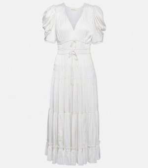 Плиссированное атласное платье миди Daria ULLA JOHNSON, белый Johnson