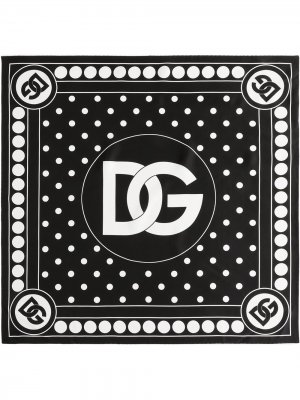 Платок в горох с логотипом Dolce & Gabbana. Цвет: черный