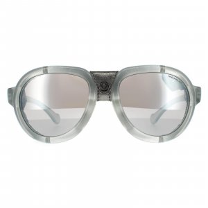 Овальные серые дымчатые зеркальные солнцезащитные очки ML0090 , серый Moncler