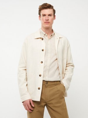 Мужская куртка-рубашка стандартного кроя с длинным рукавом , бежевый LCW Vision