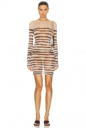 Платье X KNWLS High Neck Striped Washed Mariniere, цвет Ecru & Brown Jean Paul Gaultier