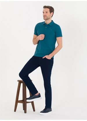 Однотонная мужская футболка-поло изумрудно-зеленого цвета Pierre Cardin