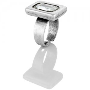 Посеребренное кольцо - перстень с прозрачным кристаллом L'attrice di base. Цвет: серебристый