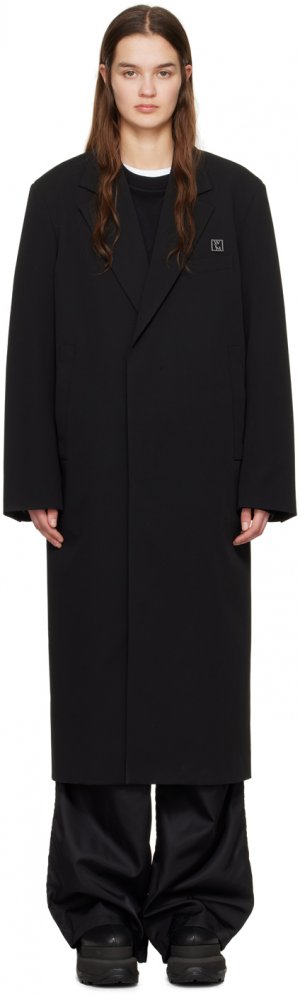 Черное однобортное пальто Wooyoungmi