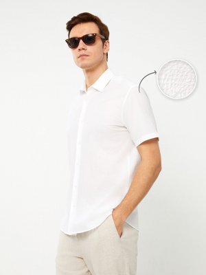 Мужская рубашка обычного кроя с коротким рукавом , буксе белый LCW Vision
