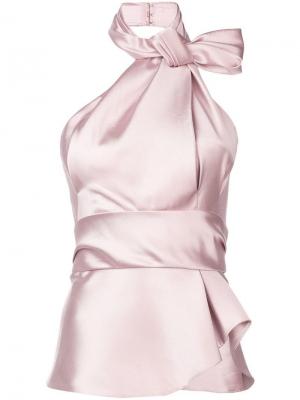 Атласная блузка с вырезом-халтер Brandon Maxwell. Цвет: розовый