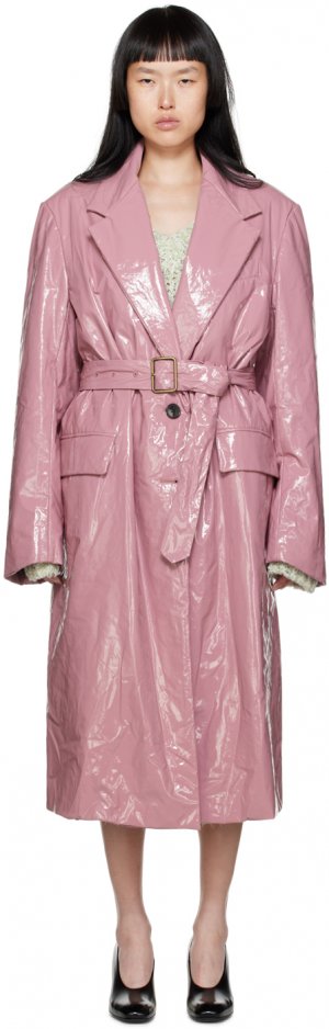 Розовое лаковое пальто Dries Van Noten