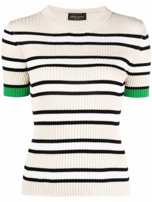 Knitted-stripe t-shirt Roberto Collina. Цвет: бежевый