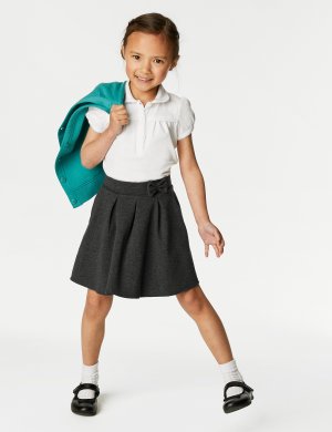 Школьная юбка из трикотажа со складками для девочек (2–14 лет) , серый Marks & Spencer