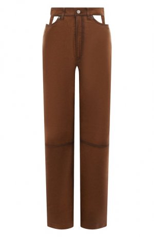 Кожаные брюки Manokhi. Цвет: коричневый