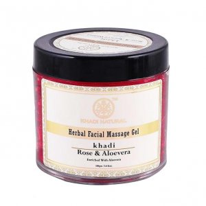 Натуральный отшелушивающий массажный гель для лица с Розой и Алоэ вера (100 г), Herbal Facial Massage Gel Rose & Aloevera, Khadi Natural