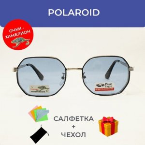 Солнцезащитные очки , круглые, оправа: металл, фотохромные, серебряный Polar Eagle. Цвет: серебристый