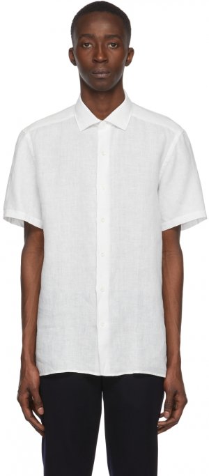 Белая льняная рубашка с коротким рукавом Ermenegildo Zegna