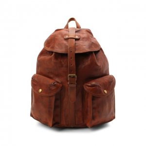 Кожаный рюкзак с двумя внешними карманами RRL. Цвет: коричневый