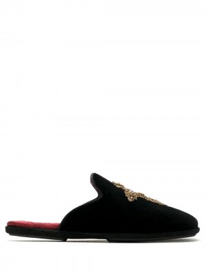 Слиперы с вышивкой Dolce & Gabbana. Цвет: черный