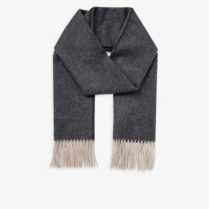Кашемировый шарф с фирменной вышивкой и бахромой , антрацит Giorgio Armani
