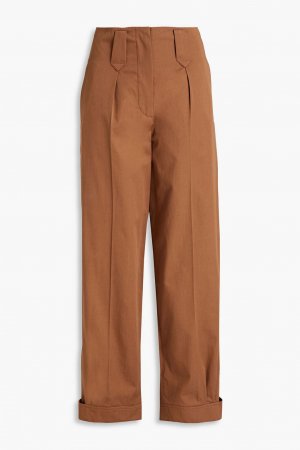 Зауженные брюки из хлопкового твила со складками KENZO, коричневый Kenzo