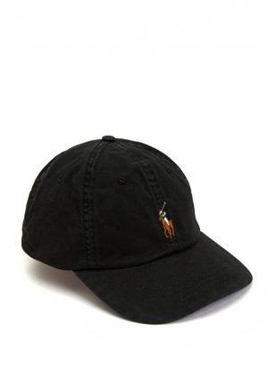 Черная мужская шляпа с вышитым логотипом Polo Ralph Lauren