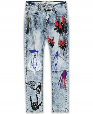 Мужские джинсы из опасной джинсовой ткани , синий Reason