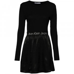 Короткое платье Jeans J20J219989 Long Sleeve, черный Calvin Klein