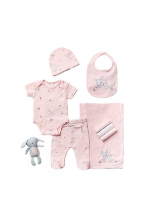 Хлопковый подарочный набор из 10 предметов с принтом кролика для ребенка , розовый Rock a Bye Baby