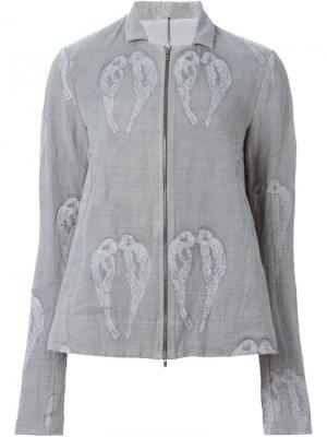 Пиджак с вышивкой птиц Alice Waese. Цвет: серый