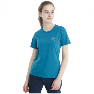 Футболка для активного отдыха Arcteryx Bird Emblem T-Shirt SS Womens Reflection (US:M) Arc'teryx. Цвет: синий
