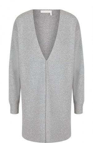 Удлиненный кашемировый пуловер с V-образным вырезом Chloé. Цвет: серый