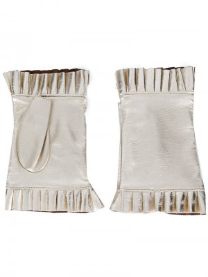Перчатки-митенки с оборками Gala Gloves. Цвет: золотистый