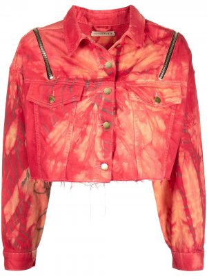 Укороченная джинсовая куртка с принтом тай-дай ROMEO HUNTE. Цвет: оранжевый