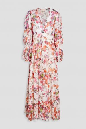 Платье макси из крепона со сборками и цветочным принтом BYTIMO, белый byTiMo