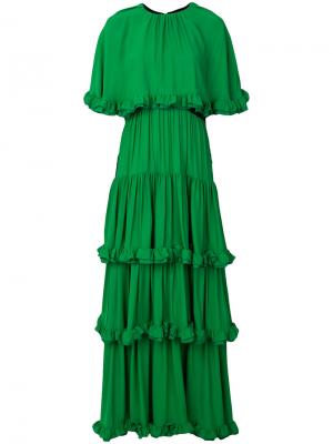 Ruffle drape gown MSGM. Цвет: зелёный