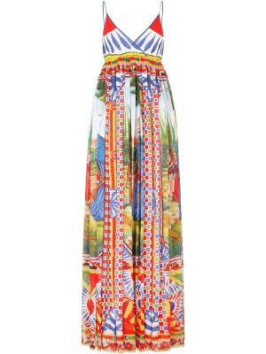 Длинное платье с принтом Dolce & Gabbana. Цвет: красный