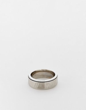 Серебристое широкое кольцо из нержавеющей стали с подвижной деталью и горизонтальным тиснением -Серебристый ASOS DESIGN