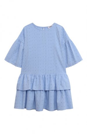 Хлопковое платье Dondup Kids. Цвет: голубой