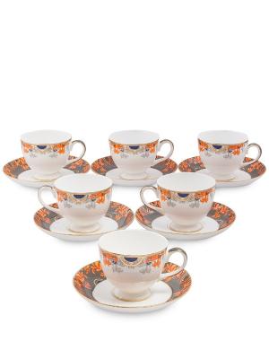 Чайный набор на 6 перс. Риомаджоре (Riomaggiore Pavone) Pavone. Цвет: белый, оранжевый