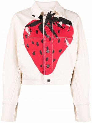 Strawberry-print denim jacket JW Anderson. Цвет: бежевый