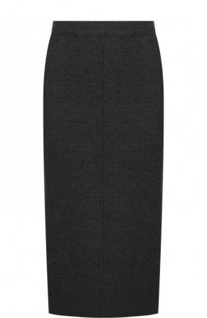 Однотонная шерстяная юбка-миди Cruciani. Цвет: темно-серый