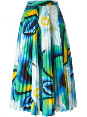 Плиссированная юбка с абстрактным принтом Vionnet. Цвет: синий