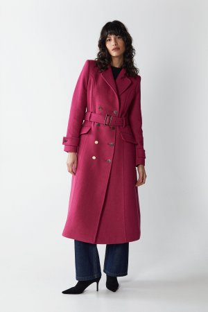 Двубортное пальто премиум-класса из итальянской шерсти строгого кроя , розовый Warehouse