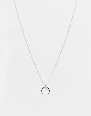 Ожерелье из стерлингового серебра 18 карат с полукруглой подвеской -Серебряный Pieces