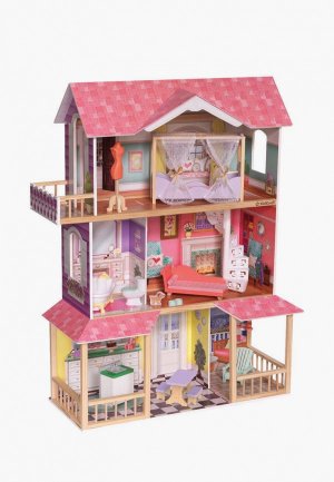 Дом для куклы KidKraft Вивиана, с мебелью 13 предметов в наборе, кукол 30 см. Цвет: розовый