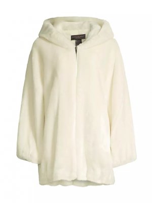 Пальто из искусственного меха с капюшоном , слоновая кость Donna Karan New York