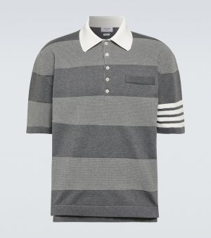 Рубашка-поло из хлопка в полоску 4-bar , серый Thom Browne