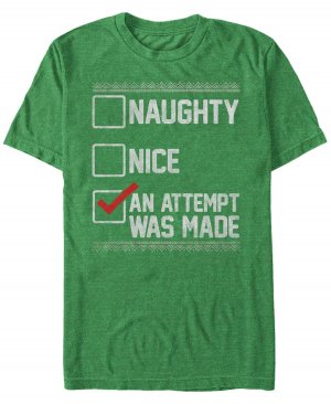Мужская рождественская футболка с коротким рукавом naughty nice humor Fifth Sun, изумрудный