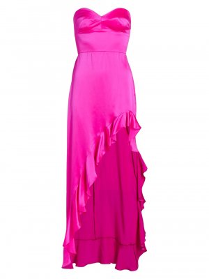 Шелковое платье Amalia Hi-Lo с оборками , розовый Amanda Uprichard