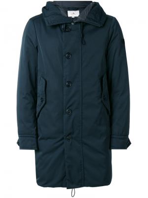 Пальто средней длины с капюшоном Peuterey. Цвет: синий