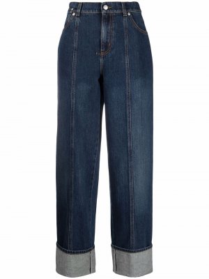Широкие джинсы с контрастной строчкой Alexander McQueen. Цвет: синий